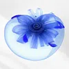 Fashnzfab Pearl Feather Mesh Flower Fascinator / Headband In Blue