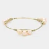 Fashnzfab Pearl Flexi-wire Bracelet Gold, Peach In Multi