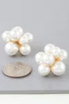 Fashnzfab Pearl Flower Bundle Stud Earrings In Gold