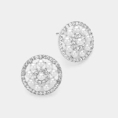 Fashnzfab Pearl Flower Pointed Earrings In Metallic