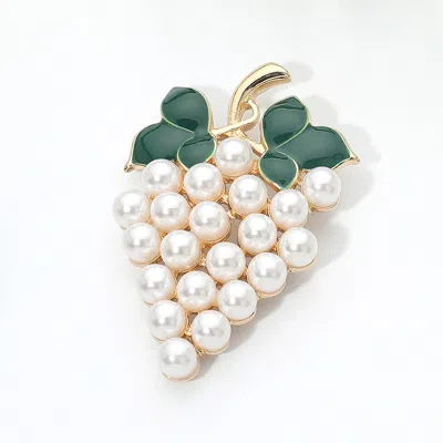 Fashnzfab Pearl Grape Pin Brooch In Multi
