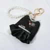 Fashnzfab Pearl Handbag Luck Tweed Jacket Keychain / Bag Charm In Black