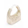 FASHNZFAB PEARL HANDLE METALLIC SMALL CONVERTIBLE CLUTCH BAG