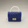 Fashnzfab Pearl Handle Mini Jelly Hand Bag / Crossbody Bag In Blue