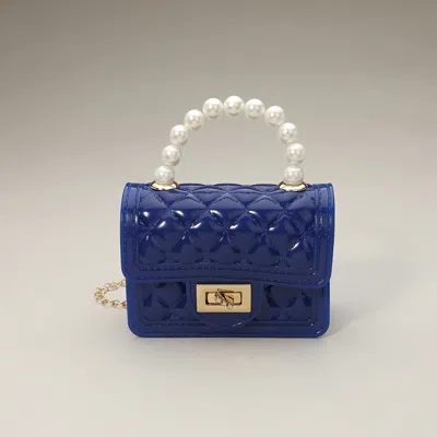 Fashnzfab Pearl Handle Mini Jelly Hand Bag / Crossbody Bag In Blue