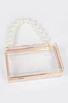 Fashnzfab Pearl Handle Transparent Frame Clutch In Multi