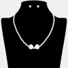 Fashnzfab Pearl Heart Pointed Necklace In Metallic