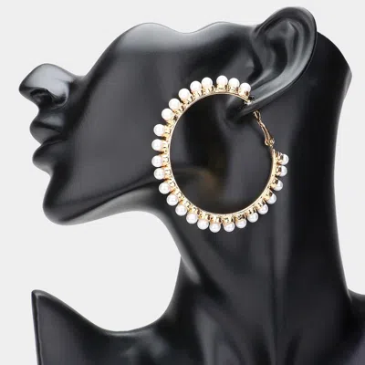 Fashnzfab Pearl Hoop Earrings - Copper, Cream, Gold