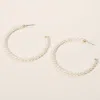 Fashnzfab Pearl Hoop Earrings - Cream, Gold In Multi