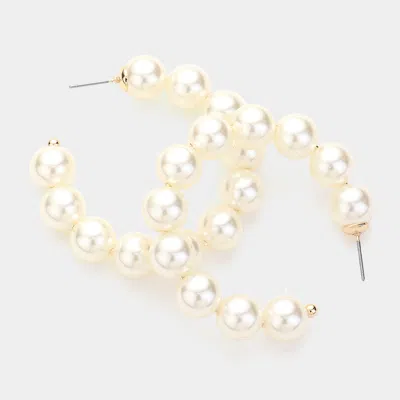 Fashnzfab Pearl Hoop Earrings - Cream In Neutral