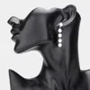 Fashnzfab Pearl Link Dropdown Earrings In Silver