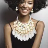 Fashnzfab Pearl Marbled Bead Cluster Statement Necklace In Metallic