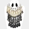 Fashnzfab Pearl Marbled Stone Cluster Statement Necklace In Black