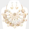 Fashnzfab Pearl Marbled Stone Cluster Statement Necklace In Multi