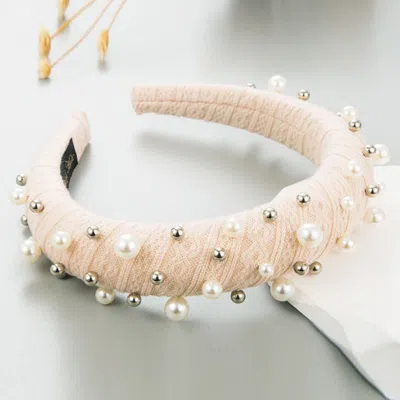Fashnzfab Pearl Metal Ball Embellished Padded Headband In Multi