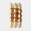 Fashnzfab Pearl Multi Beaded Stretch Bracelet Gold In Gold