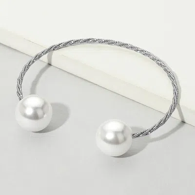 Fashnzfab Pearl Open Cuff Bracelet In Multi