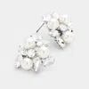 Fashnzfab Pearl Oval Glass Crystal Cluster Earrings In Multi