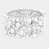 Fashnzfab Pearl Pave Stretch Evening Bracelet Clear, Silver In Multi