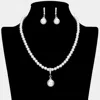 Fashnzfab Pearl Pendant Pointed Necklace 16" + 4" L In White