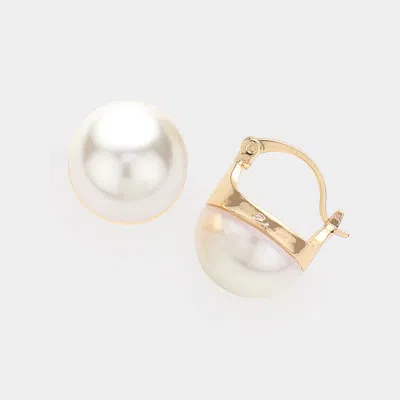 Fashnzfab Pearl Pin Catch Earrings In White