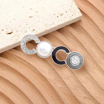 Fashnzfab Pearl Pointed Coco Message Pin Brooch In Multi