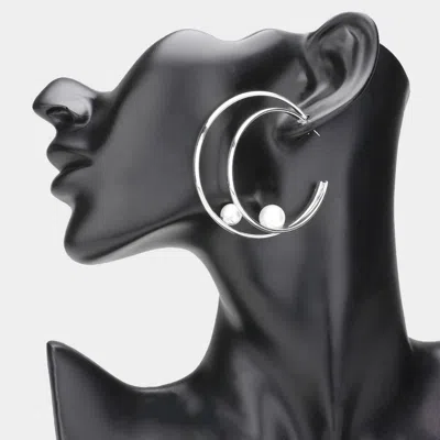 Fashnzfab Pearl Pointed Crescent Hoop Earrings In Multi