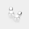 Fashnzfab Pearl Pointed Earrings In Metallic