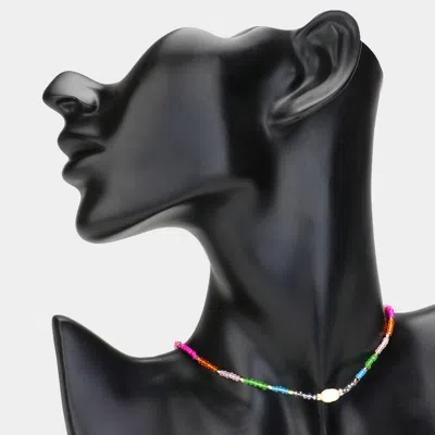 Fashnzfab Pearl Pointed Faceted Beaded Choker Necklace In Multi