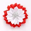 Fashnzfab Pearl Pointed Flower Ribbon Brooch / Hair Clip In Red