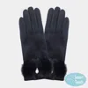 Fashnzfab Pearl Pointed Fuzzy Bow Accented Smart Touch Gloves In Blue