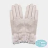 Fashnzfab Pearl Pointed Fuzzy Bow Accented Smart Touch Gloves In Gray