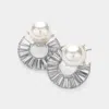 Fashnzfab Pearl Pointed Glass Stone Embellished Abstract Earrings In Multi
