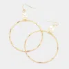 Fashnzfab Pearl Pointed Hammered Open Metal Ring Dangle Earrings - Worn Gold In Multi