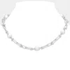 Fashnzfab Pearl Pointed Hardware Link Chain Necklace In Multi