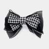Fashnzfab Pearl Pointed Houndstooth Bow Barrette In Black