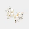 Fashnzfab Pearl Pointed Marquise Stone Cluster Stud Evening Earrings In Multi