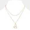 Fashnzfab Pearl Pointed Metal Heart Pendant Double Layered Necklace In Gold