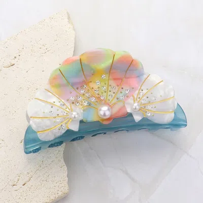Fashnzfab Pearl Pointed Sea Shell Hair Claw Clip In Multi