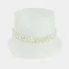 Fashnzfab Pearl Pointed Straw Bucket Sun Hat In White
