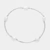 Fashnzfab Pearl Pointed Stretch Bracelet Cream, Rhodium In Multi