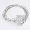 Fashnzfab Pearl Pointed Textured Metal Cross Stretch Bracelet Worn Silver In Multi