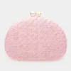Fashnzfab Pearl Pointed Woven Raffia Clutch / Crossbody Bag In Pink