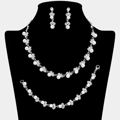 Fashnzfab Pearl Rhinestone Jewelry Set In Multi