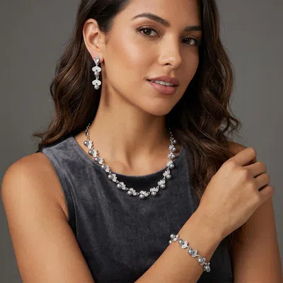 Fashnzfab Pearl Rhinestone Jewelry Set In Multi