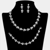 Fashnzfab Pearl Rhinestone Jewelry Set In Silver