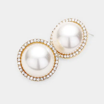 Fashnzfab Pearl Rhinestone Pave Earrings In Multi