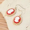 Fashnzfab Pearl Rim Vintage Cameo Drop Dangle Earrings In Multi