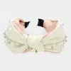 Fashnzfab Pearl Round Stone Metal Star Embellished Knot Burnout Headband In Multi