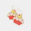 Fashnzfab Pearl Seed Beaded Cupcake Dangle Earrings In Multi